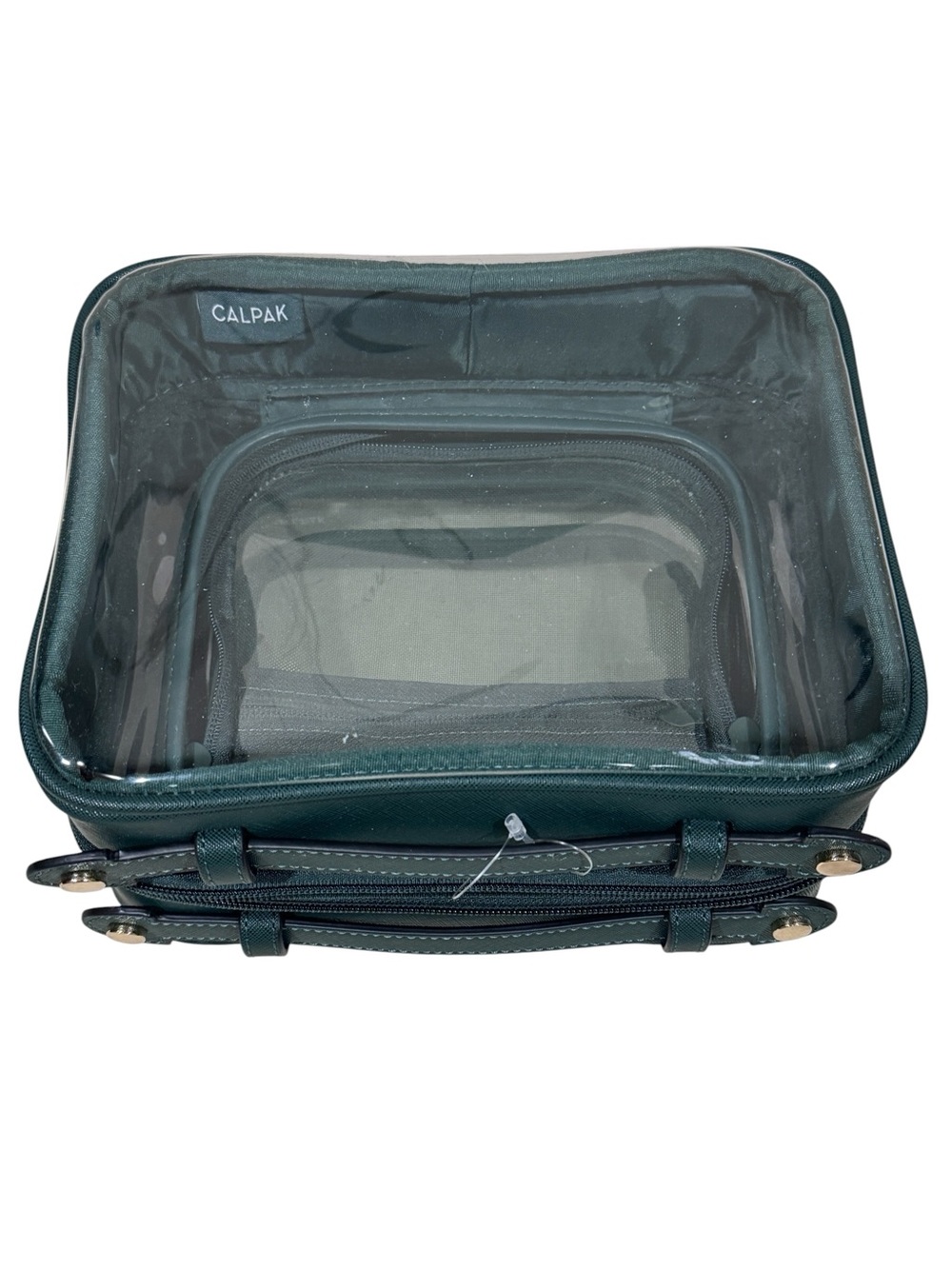 CALPAK Medium Clear Travel Cosmetic Case - Emerald